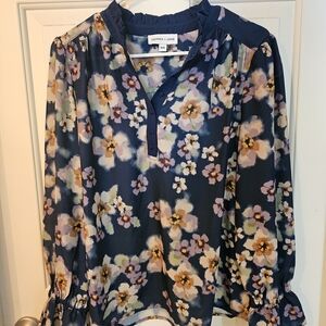 Floral Print Navy Blouse